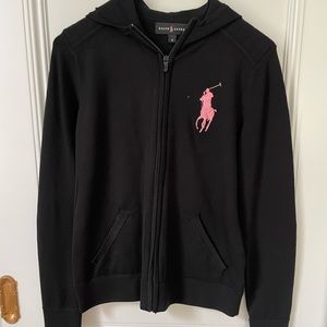 Ralph Lauren black and pink zip hoodie